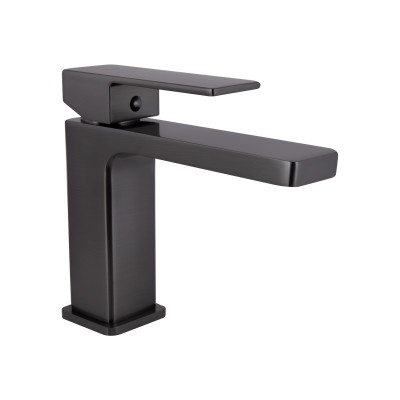 Змішувач для раковини низький Gemini, Gunmetal Black PVD (k35) QTGEM270GMB45676 Qtap