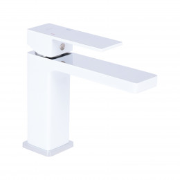 Змішувач для раковини низький Gemini, Chrome/White (k35) QTGEM270CRW45675 Qtap