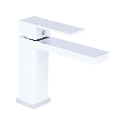 Змішувач для раковини низький Gemini, Chrome/White (k35) QTGEM270CRW45675 Qtap