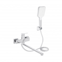 Змішувач для ванни Arvin, Chrome (k30) з довгим поворотним виливом та душовим гарнітуром QTARV260CRM48641 Qtap