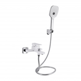 Змішувач для ванни Gemini, Chrome/White (k35) з душовим гарнітуром QTGEM259CRW45683 Qtap