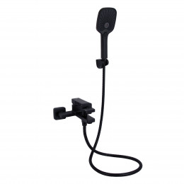Змішувач для ванни Gemini, Matt Black (k35) з душовим гарнітуром QTGEM259BLM45682 Qtap