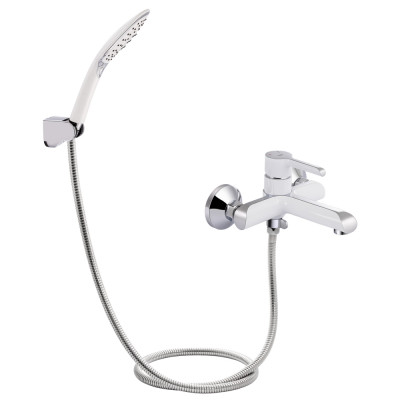 Змішувач для ванни Grand, Chrome/White (k35) з душовим гарнітуром QTGRAWCR006 Qtap