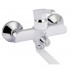 Змішувач для ванни Grand, Chrome/White (k35) з довгим поворотним виливом та душовим гарнітуром QTGRAWCR005 Qtap