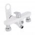 Змішувач для ванни Jay, Chrome/White (k35) з довгим поворотним виливом та душовим гарнітуром QTJAY2601CRW45552 Qtap