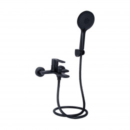 Змішувач для ванни Taurus, Matt Black (k35) з душовим гарнітуром QTTAU259BLM45662 Qtap