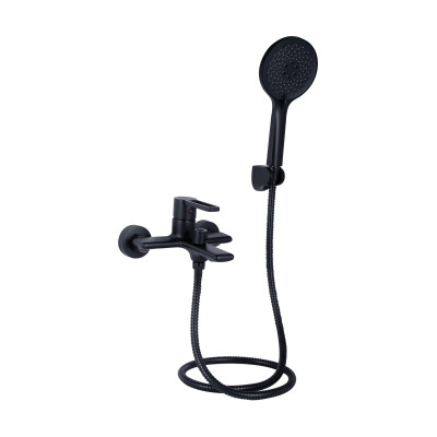 Змішувач для ванни Taurus, Matt Black (k35) з душовим гарнітуром QTTAU259BLM45662 Qtap